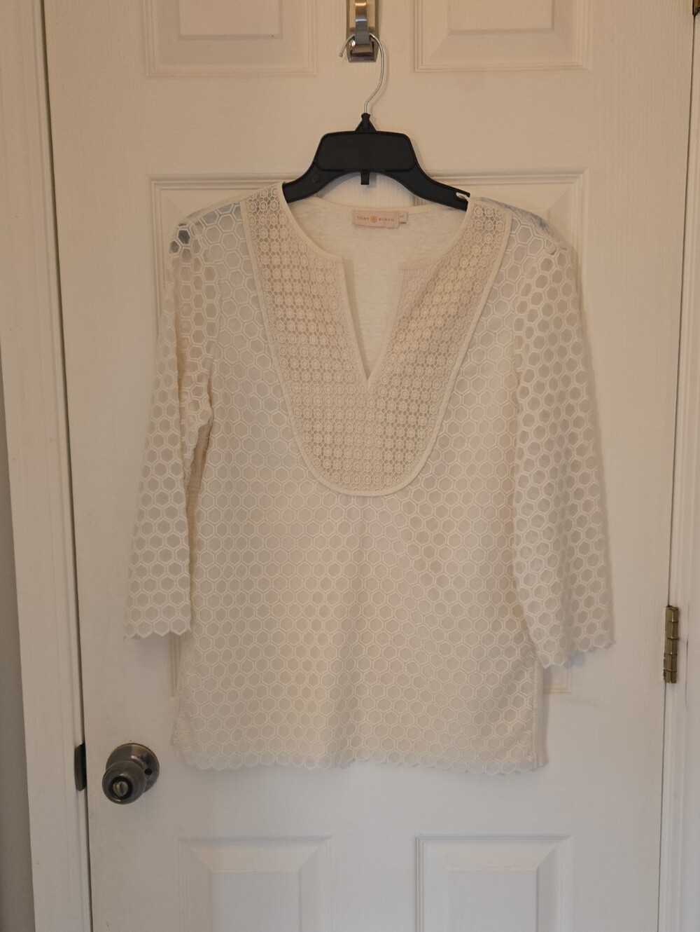 Tory Burch Women's Cream Crochet Tunic Top